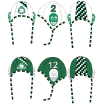 Waterpolo cap set groen/wit. 2 caps