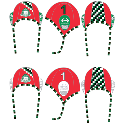 Waterpolo cap set rood. 2 caps