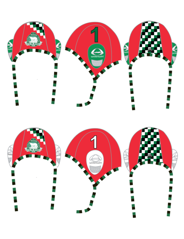 Waterpolo cap set rood. 2 caps